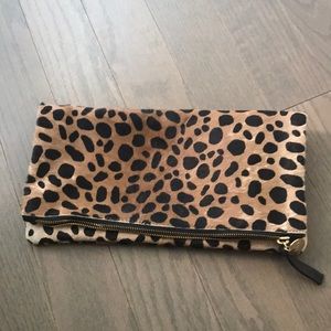 GORGEOUS CLARE V LEOPARD FOLDOVER CLUTCH